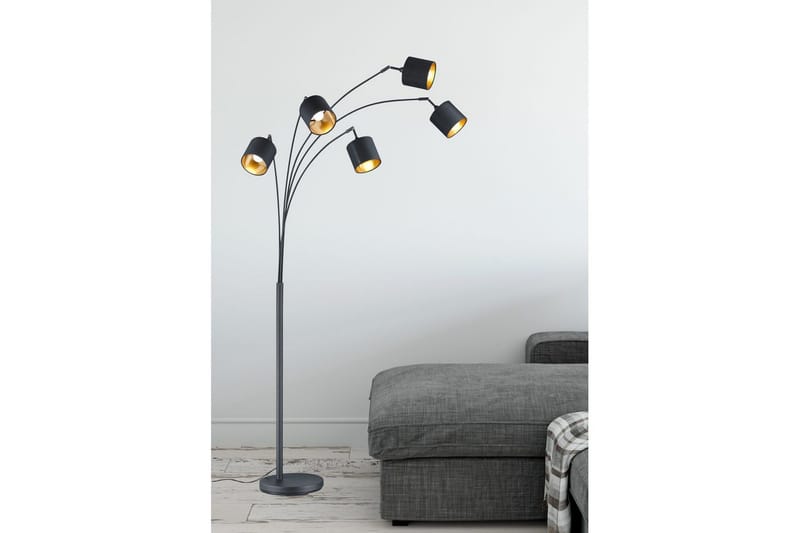 Lattiavalaisin TRIO Tommy Kaareva Mattamusta - Mattamusta - Valaistus - Sisävalaistus & lamput - Lattiavalaisin - 3-vartinen lattiavalaisin