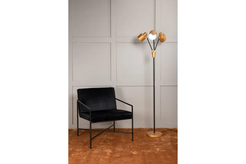 Lattiavalaisin Vifta 3 lamppua 33 cm - Musta/Messinki - Valaistus - Sisävalaistus & lamput - Lattiavalaisin - 2-vartinen lattiavalaisin