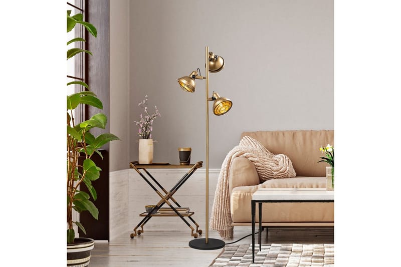 Sudattiavalaisin Desten Kulta - Kulta - Valaistus - Sisävalaistus & lamput - Lattiavalaisin - 3-vartinen lattiavalaisin