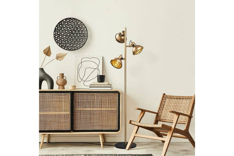 Sudattiavalaisin Desten Kulta - Kulta - Valaistus - Sisävalaistus & lamput - Lattiavalaisin - 3-vartinen lattiavalaisin