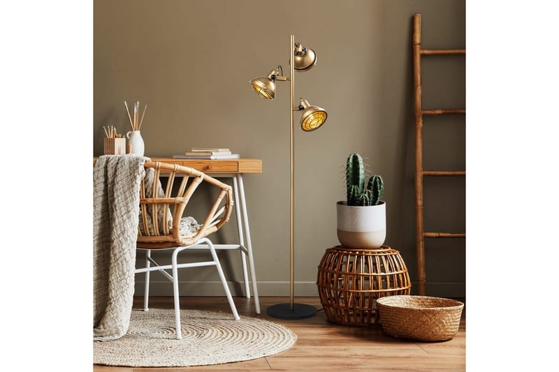 Sudattiavalaisin Desten Kulta - Kulta - Valaistus - Sisävalaistus & lamput - Lattiavalaisin - 3-vartinen lattiavalaisin