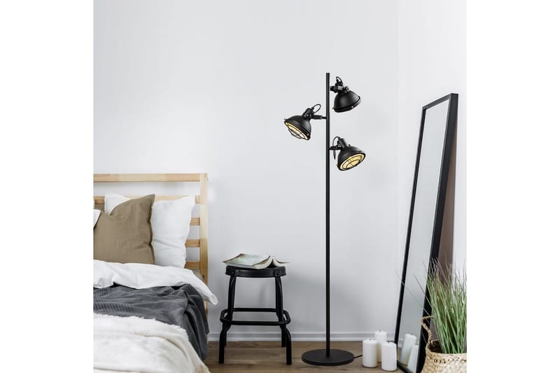 Sudattiavalaisin Desten Musta - Musta - Valaistus - Sisävalaistus & lamput - Lattiavalaisin - 3-vartinen lattiavalaisin