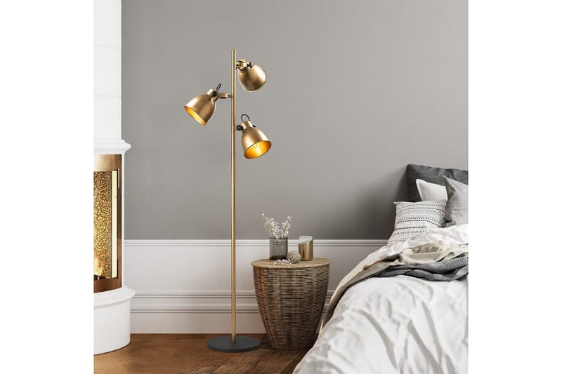 Sudattiavalaisin Elber Kulta - Kulta - Valaistus - Sisävalaistus & lamput - Lattiavalaisin - 3-vartinen lattiavalaisin