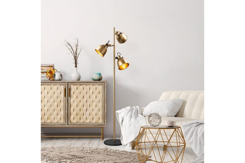 Sudattiavalaisin Elber Kulta - Kulta - Valaistus - Sisävalaistus & lamput - Lattiavalaisin - 3-vartinen lattiavalaisin