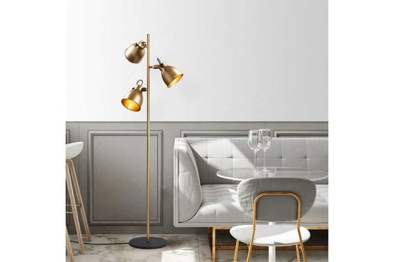 Sudattiavalaisin Elber Kulta - Kulta - Valaistus - Sisävalaistus & lamput - Lattiavalaisin - 3-vartinen lattiavalaisin