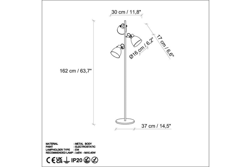 Sudattiavalaisin Elber Kulta - Kulta - Valaistus - Sisävalaistus & lamput - Lattiavalaisin - 3-vartinen lattiavalaisin