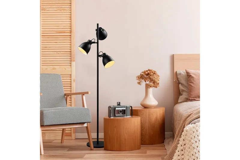 Sudattiavalaisin Elber Musta - Musta - Valaistus - Sisävalaistus & lamput - Lattiavalaisin - 3-vartinen lattiavalaisin