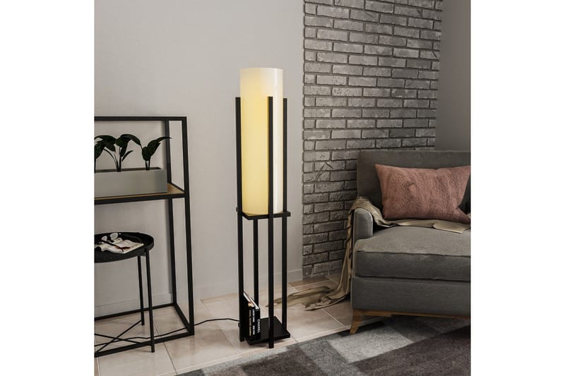 Sudattiavalaisin Hyllyvalaisin (Hyllyn korkeus: 60 cm) Musta Beige - Musta Beige - Valaistus - Sisävalaistus & lamput - Lattiavalaisin - 3-vartinen lattiavalaisin