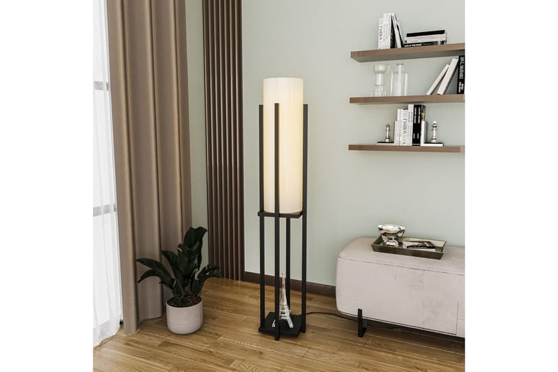 Sudattiavalaisin Hyllyvalaisin (Hyllyn korkeus: 60 cm) Musta Beige - Musta Beige - Valaistus - Sisävalaistus & lamput - Lattiavalaisin - 3-vartinen lattiavalaisin