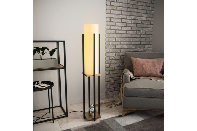 Sudattiavalaisin Hyllyvalaisin (Hyllyn korkeus: 60 cm) Musta / Kulta Beige - Musta / Kulta Beige - Valaistus - Sisävalaistus & lamput - Lattiavalaisin - 3-vartinen lattiavalaisin