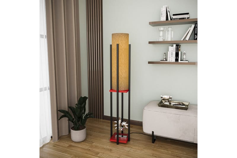 Sudattiavalaisin Hyllyvalaisin (Hyllyn korkeus: 60 cm) Musta / Punainen Beige - Musta / Punainen Beige - Valaistus - Sisävalaistus & lamput - Lattiavalaisin - 3-vartinen lattiavalaisin