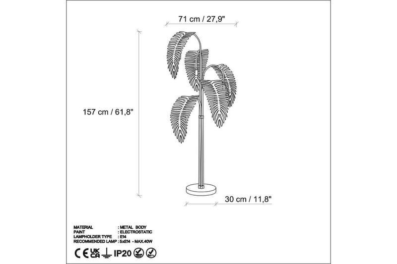 Sudattiavalaisin Kavilashmu kulta - Kulta - Valaistus - Sisävalaistus & lamput - Lattiavalaisin - 3-vartinen lattiavalaisin