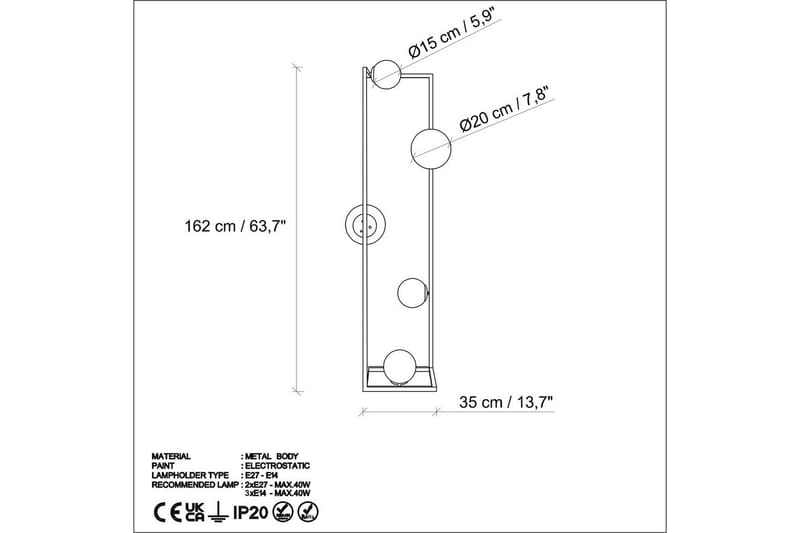 Sudattiavalaisin Kulma Musta - Musta - Valaistus - Sisävalaistus & lamput - Lattiavalaisin - 3-vartinen lattiavalaisin