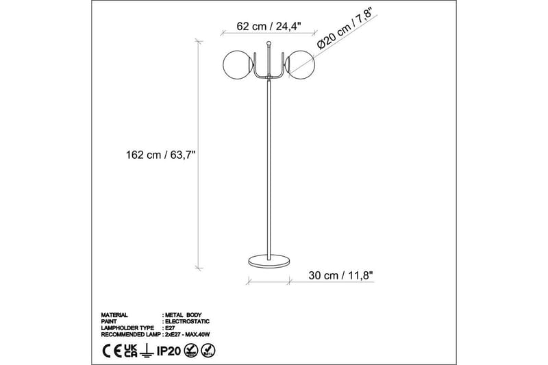 Sudattiavalaisin Sarvi Musta - Musta - Valaistus - Sisävalaistus & lamput - Lattiavalaisin - 3-vartinen lattiavalaisin