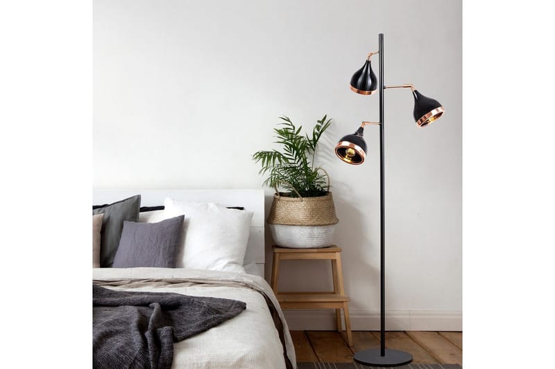 Sudattiavalaisin Soodx Musta / Kupari - Kupari/Musta - Valaistus - Sisävalaistus & lamput - Lattiavalaisin - 3-vartinen lattiavalaisin