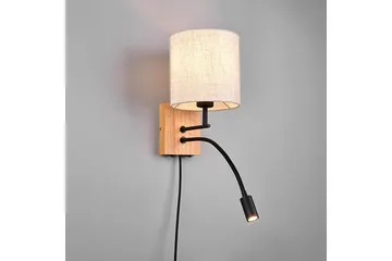 Seinävalaisin Nilam Lukuvalolla 18cm LED+ E27 Luonnonpuu - TRIO - Valaistus - Sisävalaistus & lamput - Makuuhuoneen valaisin - Seinävalaisin makuuhuone