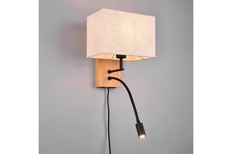 Seinävalaisin Nilam Lukuvalolla 25cm LED+ E27 Luonnonpuu - TRIO - Valaistus - Sisävalaistus & lamput - Makuuhuoneen valaisin - Seinävalaisin makuuhuone