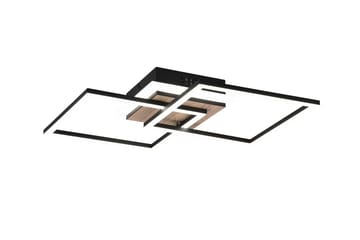 LED-Kattovalaisin Giro Neliö Mattamusta/Puu - TRIO - Valaistus - Sisävalaistus & lamput - Plafondit