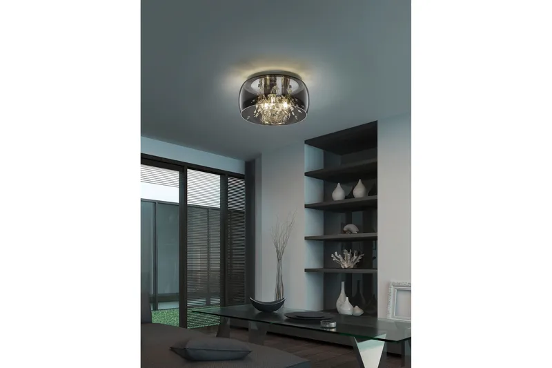 Kattovalaisin Crystel 35 cm 3xE14 Kromi/Savulasi - TRIO - Valaistus - Sisävalaistus & lamput - Riippuvalaisimet