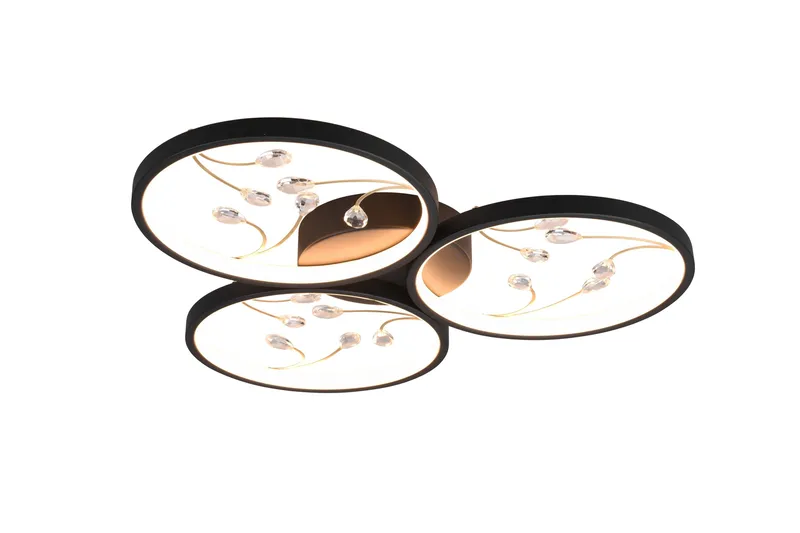 LED-Kattovalaisin Groovy 3-os Mattamusta/Kulta, TRIO