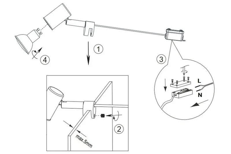Seinäpeiliin kiinnitettävä valaisin 1-Os. Lorenzo Mattamusta - Trio - Valaistus - Sisävalaistus & lamput - Seinävalaisimet - Seinäplafondi