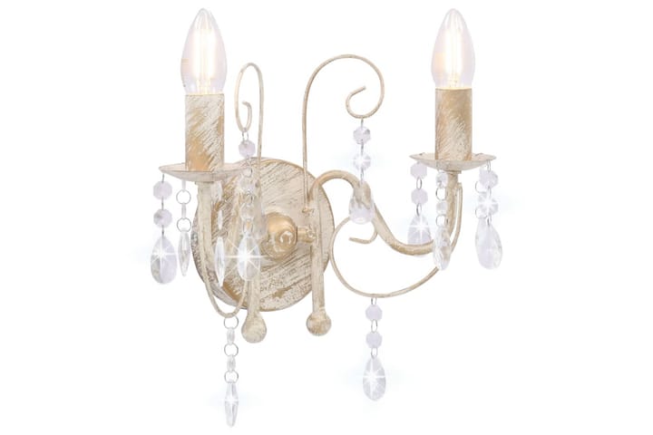 Seinävalaisin helmillä antiikkivalkoinen 2 x E14 polttimot - Valkoinen - Seinävalaisin - Kaarivalaisin - PH lamppu - Verkkovalaisin - Seinävalaisin makuuhuone - Lightbox - Tiffanylamppu - Riisipaperivalaisin