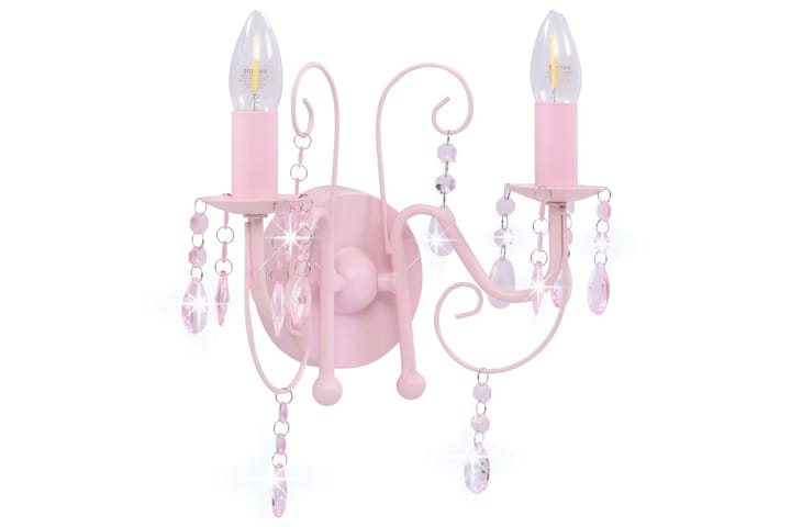 Seinävalaisin helmillä pinkki 2 x E14 polttimoa - Pinkki - Seinävalaisin makuuhuone - Riisipaperivalaisin - Kaarivalaisin - Verkkovalaisin - Seinävalaisin - PH lamppu - Lightbox - Tiffanylamppu