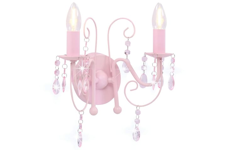 Seinävalaisin helmillä pinkki 2 x E14 polttimoa - Pinkki - Seinävalaisin - Kaarivalaisin - PH lamppu - Verkkovalaisin - Seinävalaisin makuuhuone - Lightbox - Tiffanylamppu - Riisipaperivalaisin