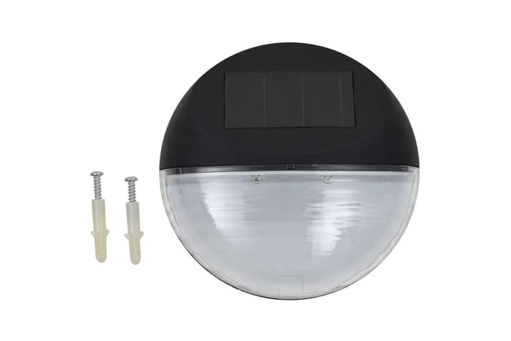 Aurinkoenergia ulkoseinävalaisimet LED 12 kpl pyöreä musta - Musta - Aurinkokennovalaistus - Ulkovalaistus - LED-valaistus ulkokäyttöön