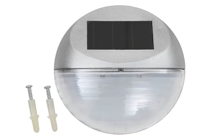Aurinkoenergia ulkoseinävalaisimet LED 12 kpl pyöreä hopea - Hopea - LED-valaistus ulkokäyttöön - Ulkovalaistus - Aurinkokennovalaistus