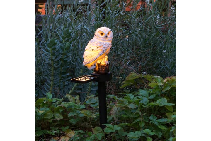 HI LED Pöllö puutarhavalo aurinkovoimalla valkoinen - Valkoinen - Aurinkokennovalaistus - LED-valaistus ulkokäyttöön - Ulkovalaistus