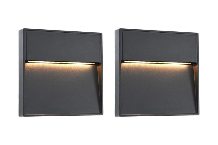 LED-seinävalaisimet ulkotiloihin 2 kpl 3 W musta neliö - Musta - Sisäänkäynnin valaistus - LED-valaistus ulkokäyttöön - Julkisivuvalaistus - Ulkovalaistus