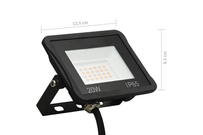 LED-valonheitin 20 W lämmin valkoinen - Musta - Valaistus - Ulkovalaistus - Julkisivuvalaistus