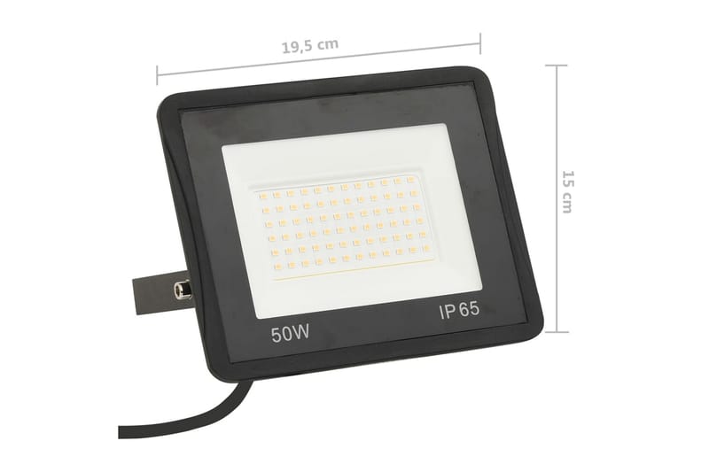 LED-valonheitin 50 W lämmin valkoinen - Musta - Valaistus - Ulkovalaistus - Julkisivuvalaistus