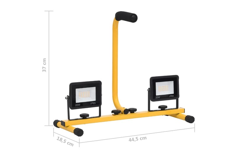 LED-valonheitin kahvalla 2x20 W kylmä valkoinen - Musta - Valaistus - Ulkovalaistus - Julkisivuvalaistus