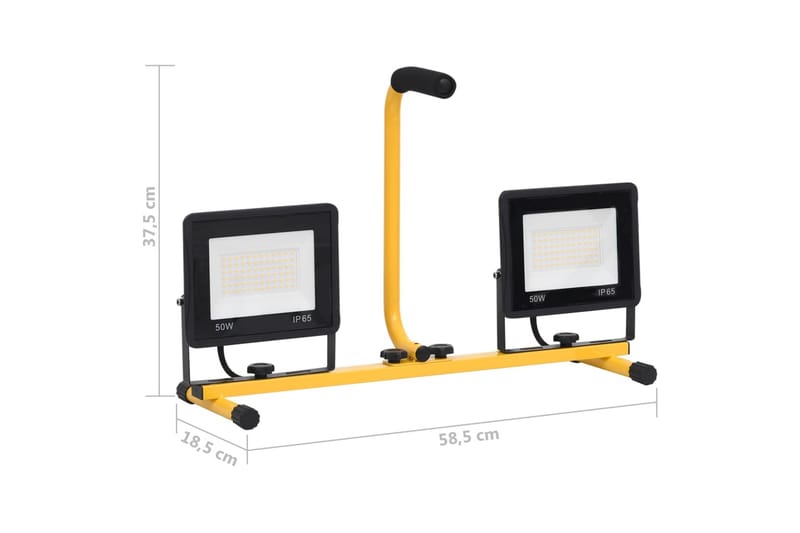 LED-valonheitin kahvalla 2x50 W lämmin valkoinen - Musta - Valaistus - Ulkovalaistus - Julkisivuvalaistus