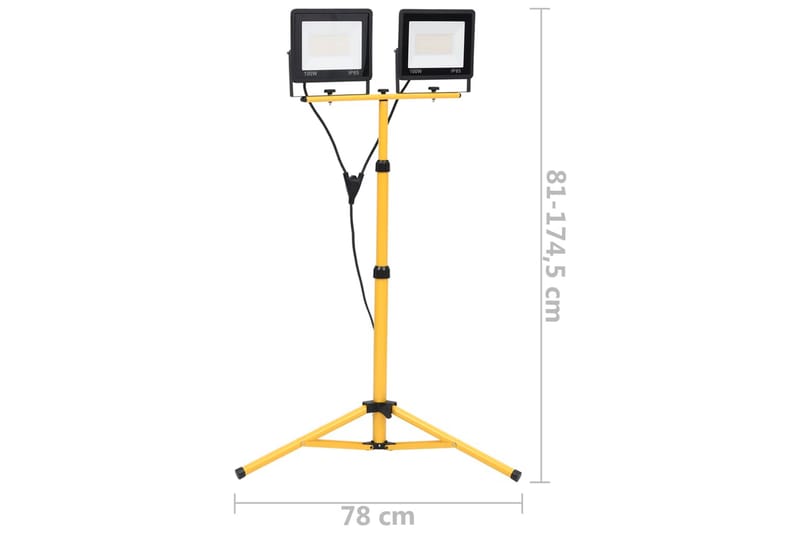 LED-valonheitin kolmijalalla 2x100 W kylmä valkoinen - Musta - Valaistus - Ulkovalaistus - Julkisivuvalaistus