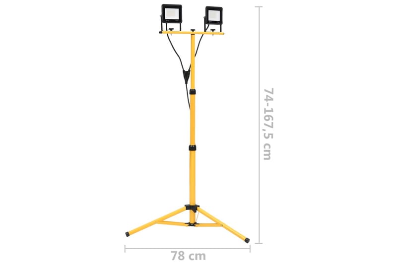 LED-valonheitin kolmijalalla 2x20 W lämmin valkoinen - Musta - Valaistus - Ulkovalaistus - Julkisivuvalaistus