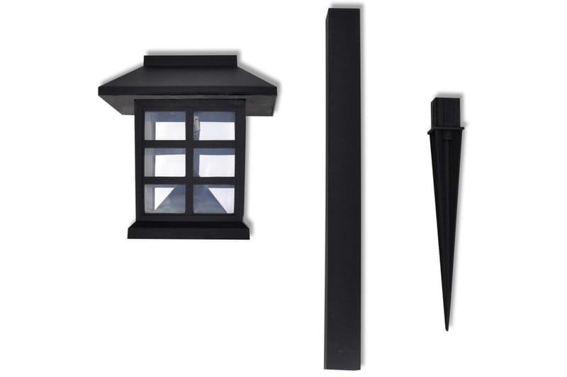Aurinkovoimalla Toimiva LED Ulkovalosarja 12kpl 8,6x8,6x38cm - Musta - Valaistus - Ulkovalaistus - Maavalaistus