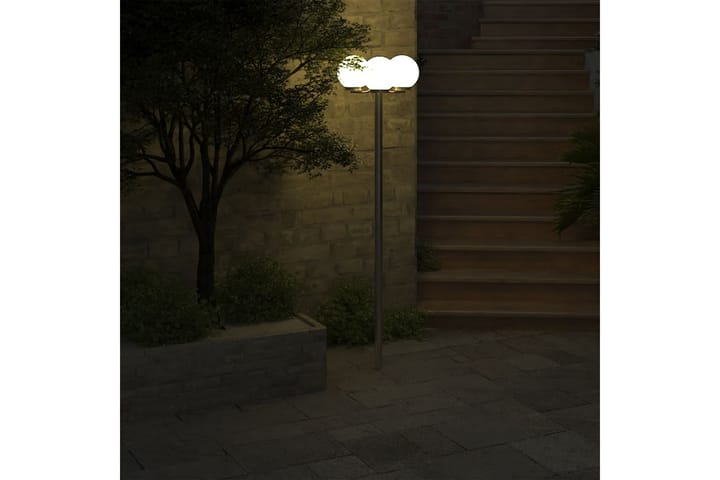 Puutarhan Valotolppa 3 Lamppua 220cm - Valkoinen - Ulkovalaistus - LED-valaistus ulkokäyttöön - Sisäänkäynnin valaistus - Maavalaistus