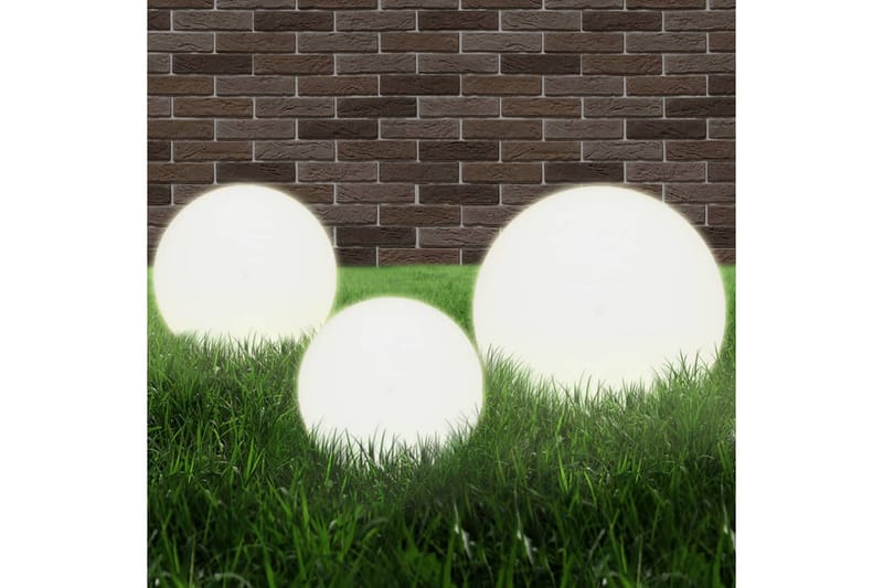 LED-pallovalaisinsarja 6 kpl 20/30/40 cm akryyli - Valkoinen - Valaistus - Ulkovalaistus - Pylväsvalaisimiet & porttilyhdyt