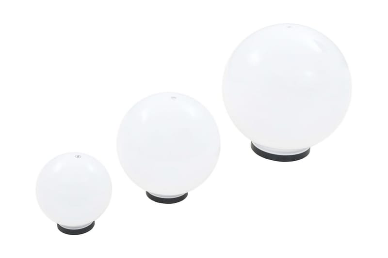 LED-pallovalaisinsarja 6 kpl 20/30/40 cm akryyli - Valkoinen - Valaistus - Ulkovalaistus - Pylväsvalaisimiet & porttilyhdyt