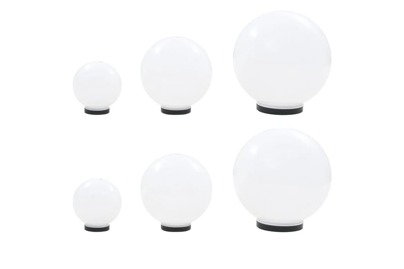 LED-pallovalaisinsarja 6 kpl 20/30/40 cm akryyli - Valkoinen - Valaistus - Ulkovalaistus - Pylväsvalaisimiet & porttilyhdyt