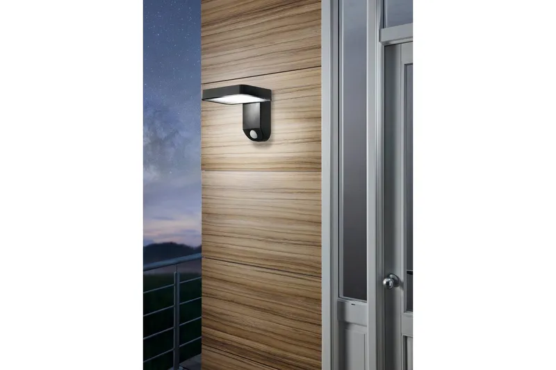 Ulkoseinävalaisin Eglo Pation sensorilla - Musta - Valaistus - Ulkovalaistus - Aurinkokennovalaistus