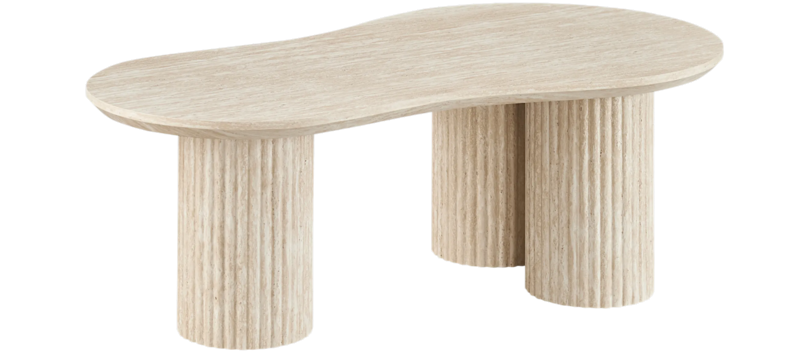 Epäsymmetrinen Sohvapöytä Uppveda Travertiini Ulkonäkö 130x70 cm, Beige