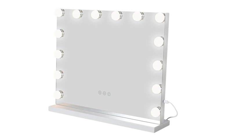 Glow Meikkipeili jalustalla 50 cm LED-valolla/Hollywood-peili, Valkoinen