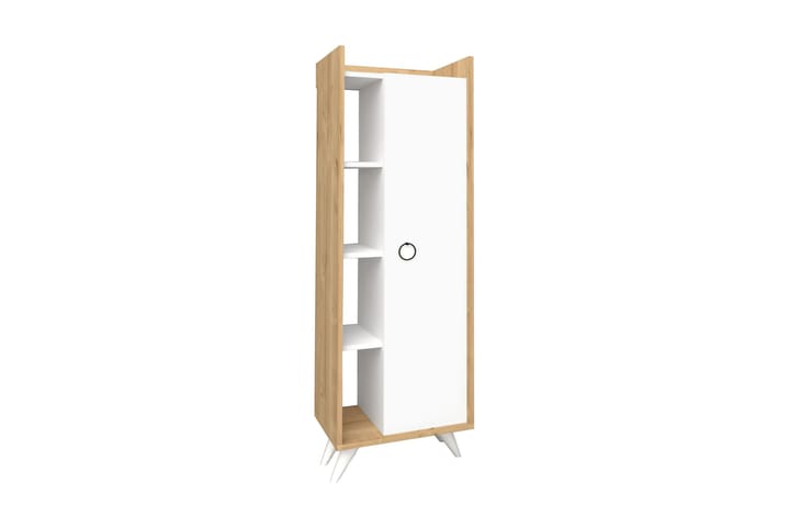 Kylpyhuonekaappi 32x155 cm - Luonnonväri/Valkoinen - Kylpyhuoneekaappi valaistuksella - Kylpyhuonekaapit - Pyykkikaappi - Seinäkaappi & korkea kaappi