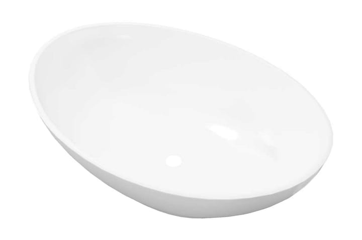 Ylellinen keraaminen pesuallas soikea 40x33 cm Valkoinen - Valkoinen - Pesuallas